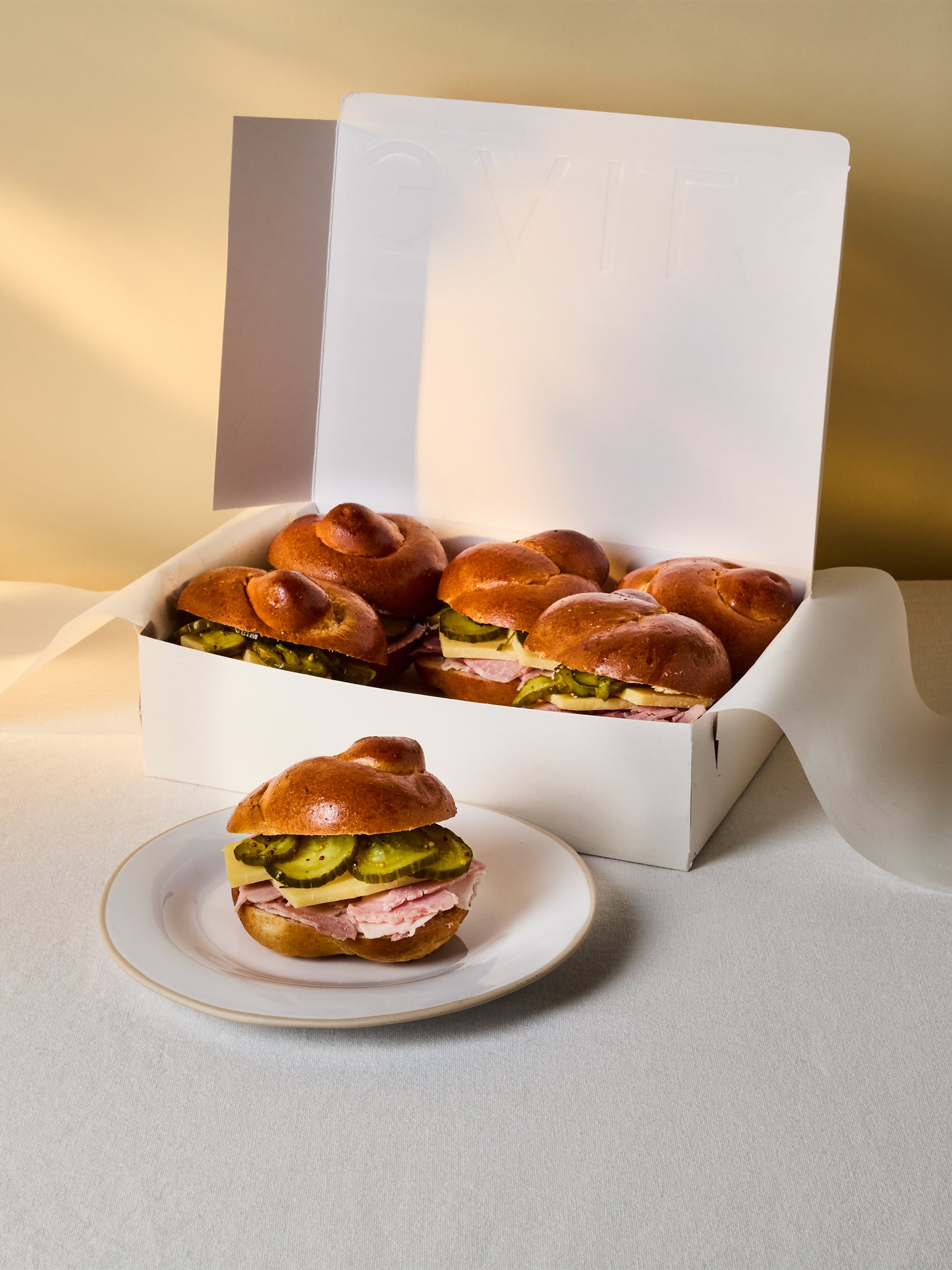 6 Ham, Cheese & Pickle Challah Knots | GAIL's Bakery